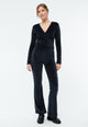Givn Berlin Samthose GBELODIE flared leg aus Bio-Baumwolle Trousers Dusty Blue