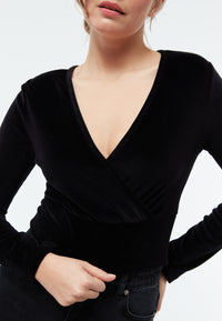 Givn Berlin Samtoberteil GBHAILEY mit Wickeloptik Longsleeve Black
