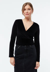Givn Berlin Samtoberteil GBHAILEY mit Wickeloptik Longsleeve Black