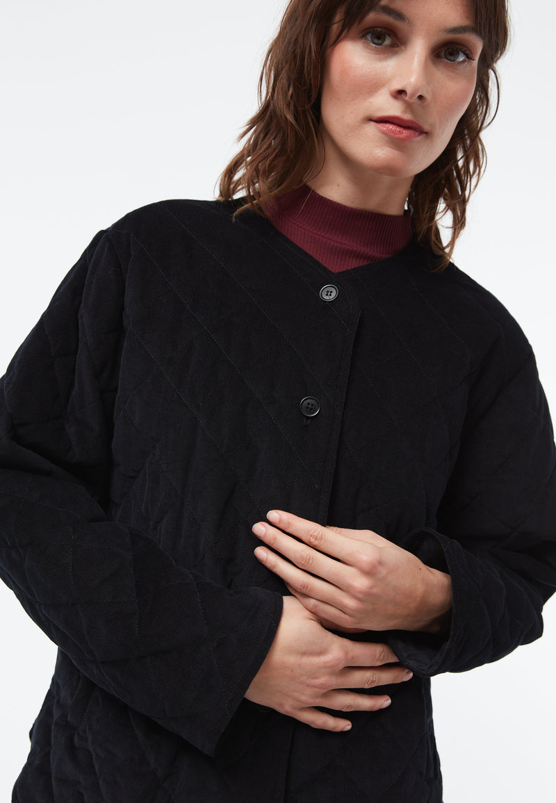 Givn Berlin Steppjacke GBBETHANY aus Babycord Jacket Black (Cord Quilted)