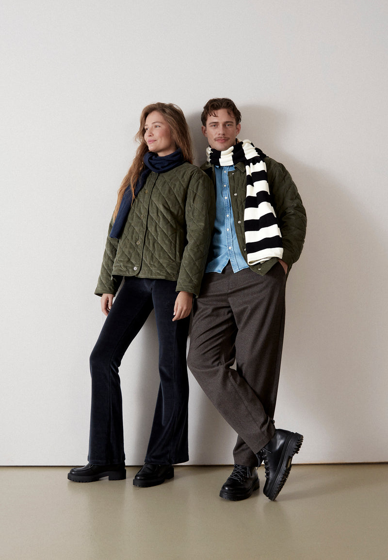 Givn Berlin Steppjacke GBBETHANY aus Babycord Jacket Dark Khaki (Cord Quilted)