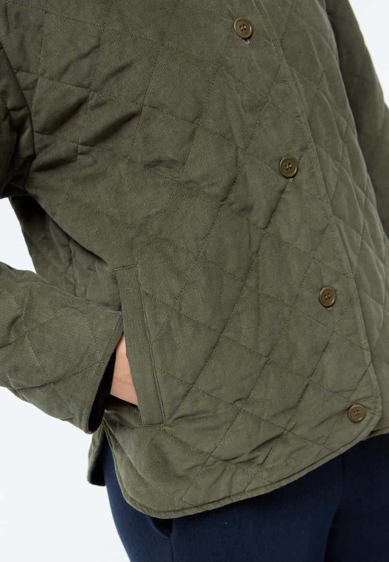 Givn Berlin Steppjacke GBBETHANY aus Babycord Jacket Dark Khaki (Cord Quilted)