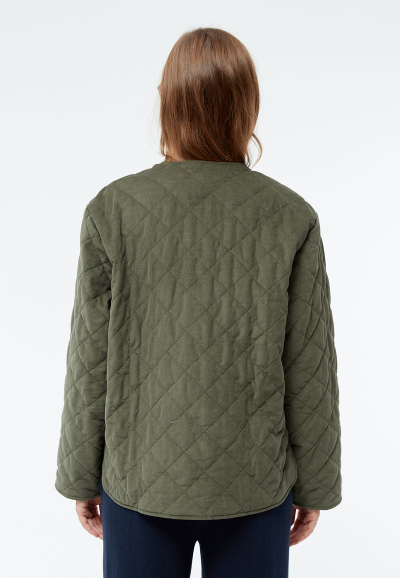 Givn Berlin Steppjacke GBBETHANY aus Babycord Jacket Dark Khaki (Cord Quilted)