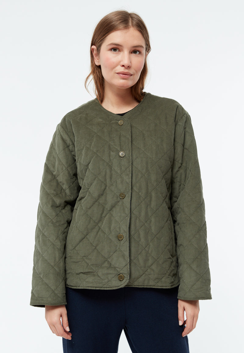 Givn Berlin Steppjacke GBBETHANY aus Babycord Jacket Dark Khaki (Cord Quilted)