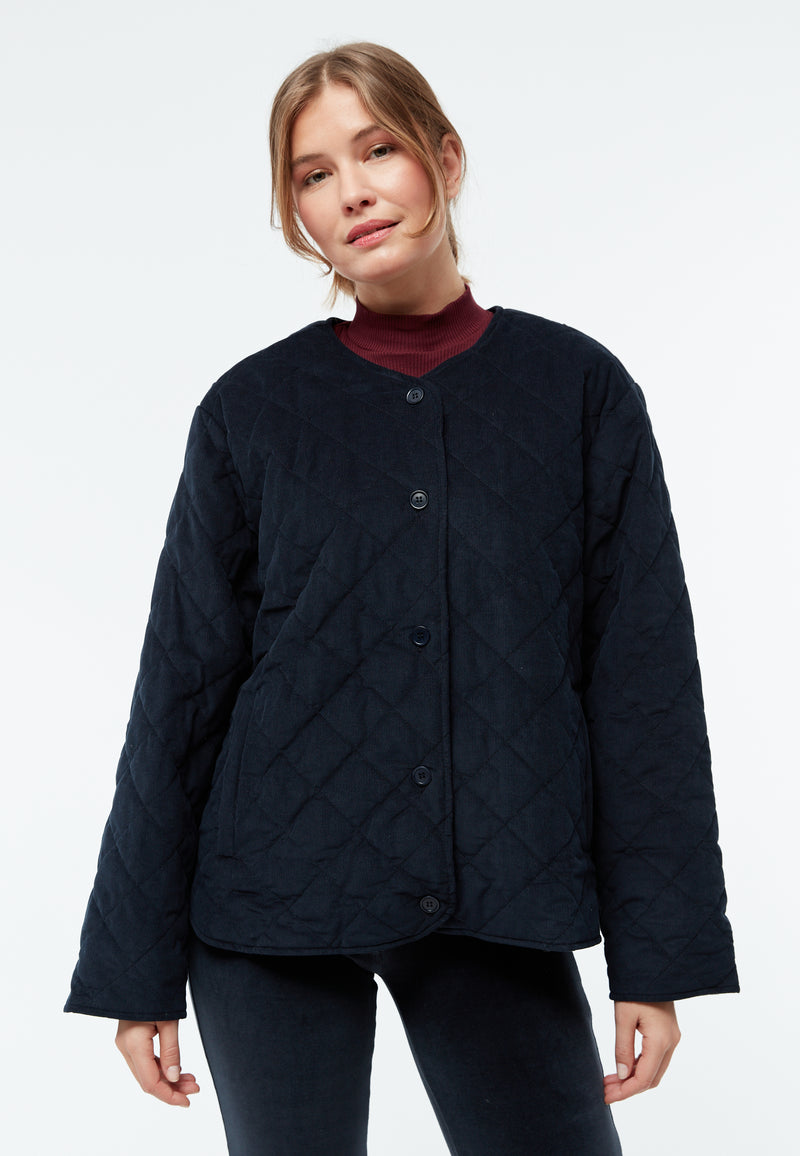 Givn Berlin Steppjacke GBBETHANY aus Babycord Jacket Midnight Blue (Cord Quilted)