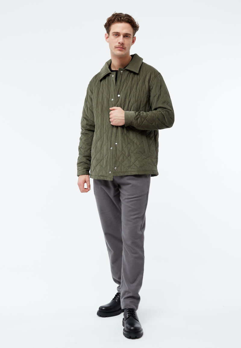 Givn Berlin Steppjacke GBTERENCE  aus Babycord Jacket Dark Khaki (Cord Quilted)