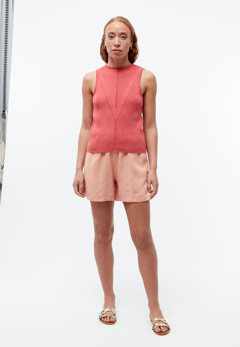 Givn Berlin Strick-Top GBCOURTNEY slim aus Bio-Baumwolle Top Sunset Coral