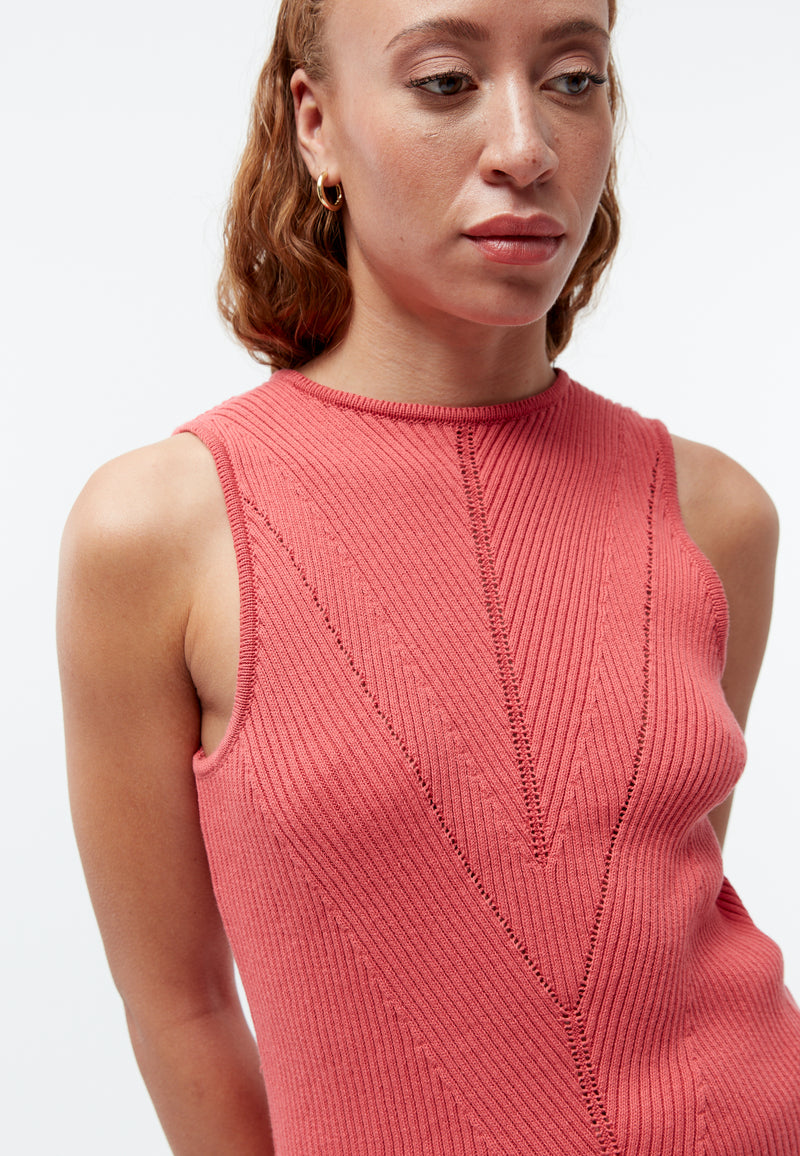 Givn Berlin Strick-Top GBCOURTNEY slim aus Bio-Baumwolle Top Sunset Coral