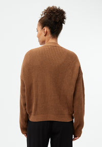 Givn Berlin Strickcardigan GBDESIREE oversize aus Bio-Baumwolle mit Perlmuster-Strick Cardigan Dark Camel