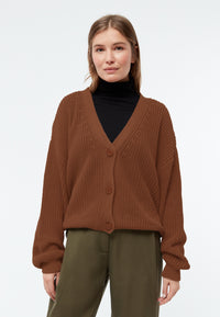 Givn Berlin Strickcardigan GBDESIREE oversize aus Bio-Baumwolle mit Perlmuster-Strick Cardigan Dark Camel