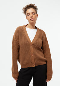 Givn Berlin Strickcardigan GBDESIREE oversize aus Bio-Baumwolle mit Perlmuster-Strick Cardigan Dark Camel