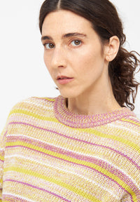 Givn Berlin Strickpullover ARIA aus Bio-Baumwolle Sweater White / Lime / Violet (Stripes)