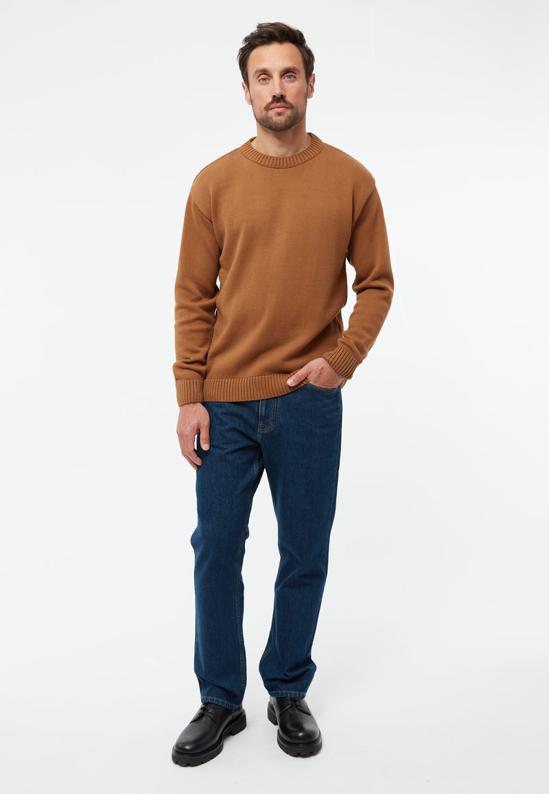 Givn Berlin Strickpullover FELIX aus Bio-Baumwolle Sweater Caramel Brown