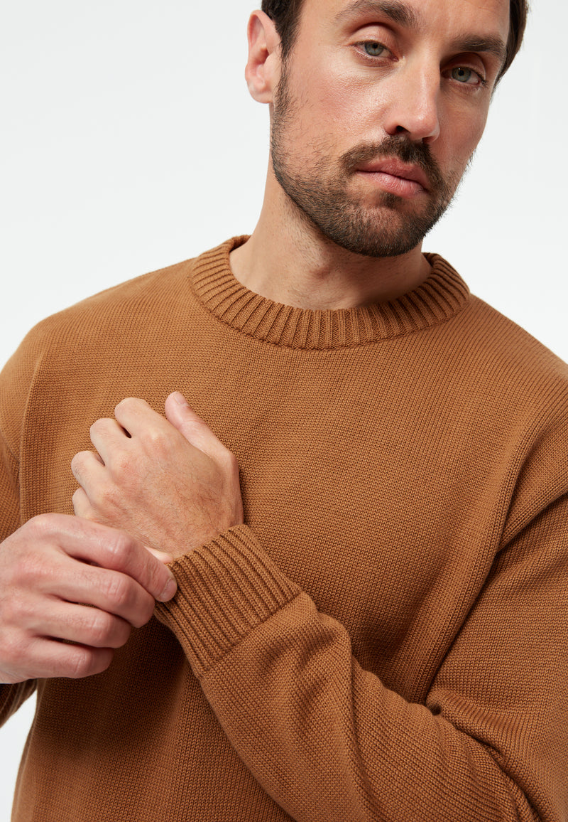 Givn Berlin Strickpullover FELIX aus Bio-Baumwolle Sweater Caramel Brown