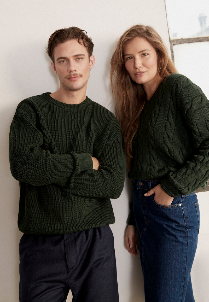 Givn Berlin Strickpullover GBBRENDAN loose Fit aus Bio-Baumwolle Sweater Bottle Green