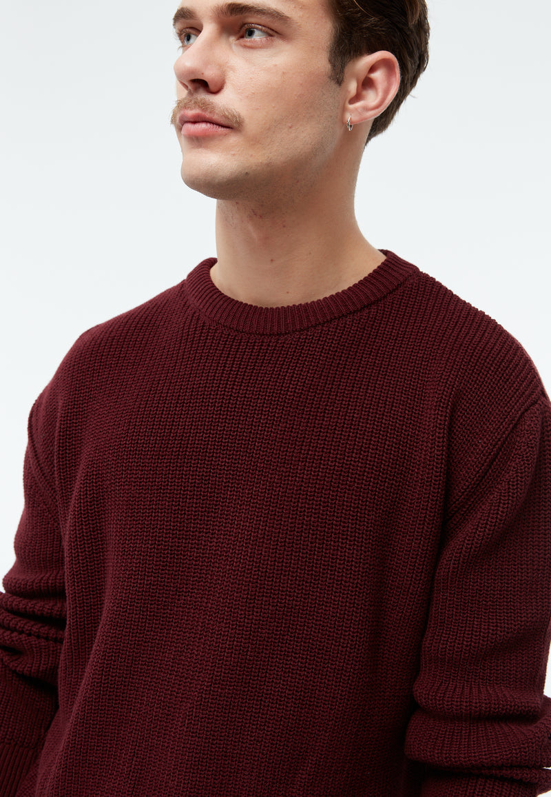 Givn Berlin Strickpullover GBBRENDAN loose Fit aus Bio-Baumwolle Sweater Burgundy