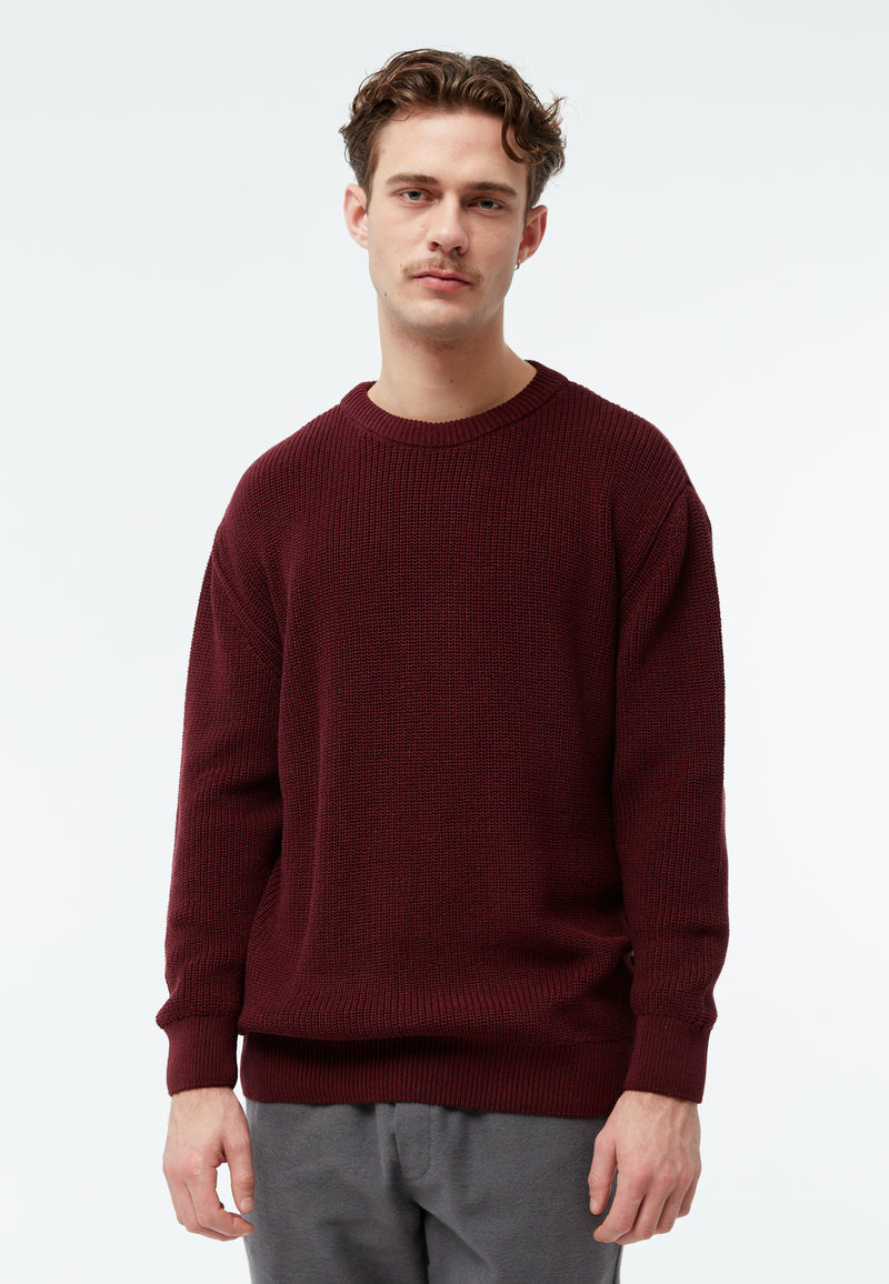 Givn Berlin Strickpullover GBBRENDAN loose Fit aus Bio-Baumwolle Sweater Burgundy