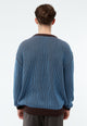 Givn Berlin Strickpullover GBBRENDAN loose Fit aus Bio-Baumwolle Sweater Coffee Brown / Cloudy Blue (Stripes)