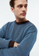 Givn Berlin Strickpullover GBBRENDAN loose Fit aus Bio-Baumwolle Sweater Coffee Brown / Cloudy Blue (Stripes)