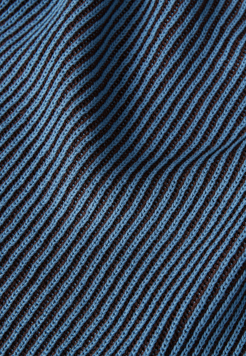 Givn Berlin Strickpullover GBBRENDAN loose Fit aus Bio-Baumwolle Sweater Coffee Brown / Cloudy Blue (Stripes)