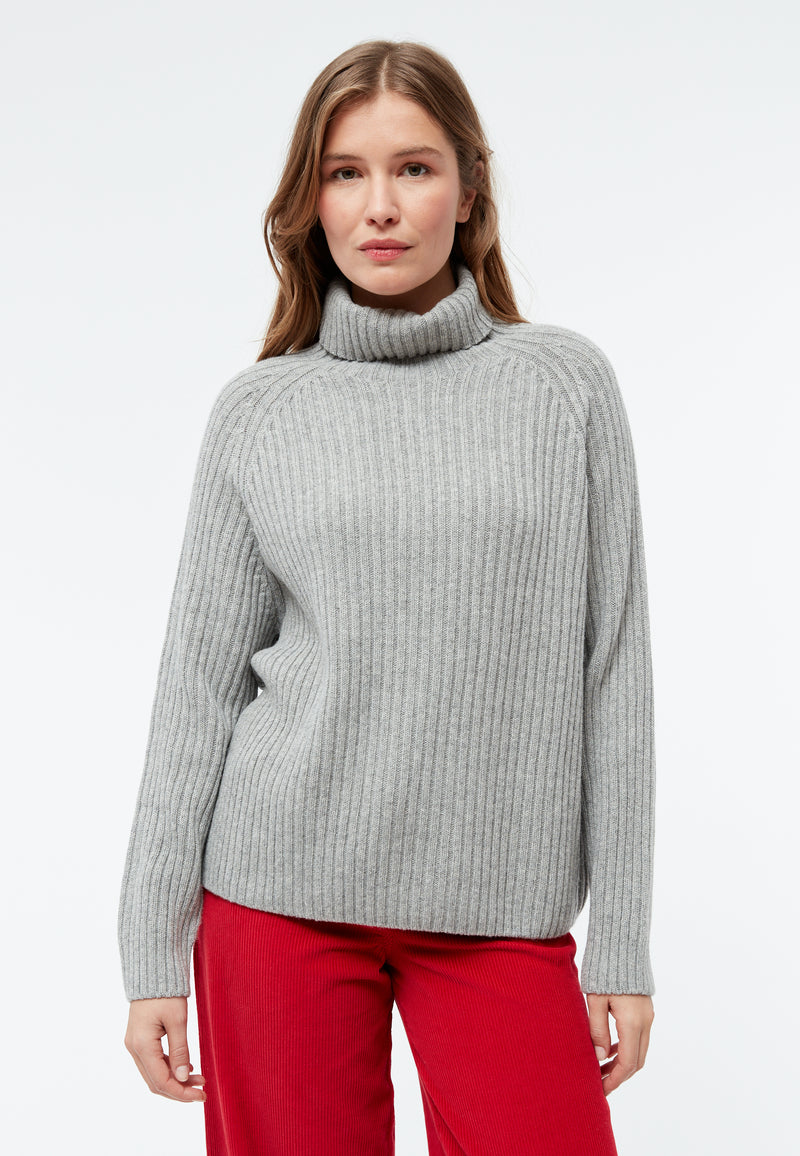 Givn Berlin Strickpullover GBCASSIA mit Rollgragen aus recyceltem Wollgemisch Sweater Mid Grey