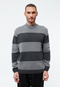 Givn Berlin Strickpullover GBIVAN aus recycelter Wolle Sweater Iron Grey / Anthracite (Stripes)