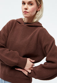 Givn Berlin Strickpullover GBMARIELLA relaxed Fit aus Bio-Baumwolle mit Kaputze Sweater Burned Brown