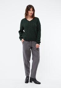 Givn Berlin Strickpullover GBRAMEA mit Zopfmuster aus Bio-Baumwolle Sweater Bottle Green