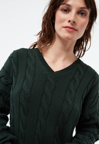 Givn Berlin Strickpullover GBRAMEA mit Zopfmuster aus Bio-Baumwolle Sweater Bottle Green