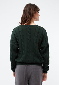 Givn Berlin Strickpullover GBRAMEA mit Zopfmuster aus Bio-Baumwolle Sweater Bottle Green