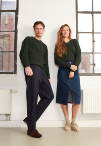 Givn Berlin Strickpullover GBRAMEA mit Zopfmuster aus Bio-Baumwolle Sweater Bottle Green