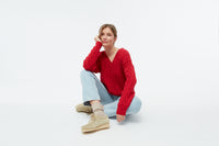 Givn Berlin Strickpullover GBRAMEA mit Zopfmuster aus Bio-Baumwolle Sweater Crimson