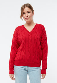 Givn Berlin Strickpullover GBRAMEA mit Zopfmuster aus Bio-Baumwolle Sweater Crimson