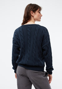 Givn Berlin Strickpullover GBRAMEA mit Zopfmuster aus Bio-Baumwolle Sweater Midnight Blue