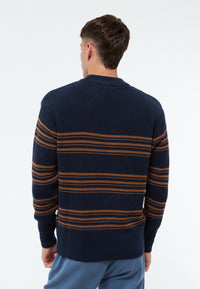 Givn Berlin Strickpullover KAY aus Bio-Baumwolle Sweater Midnight Blue / Caramel Brown (Stripes)
