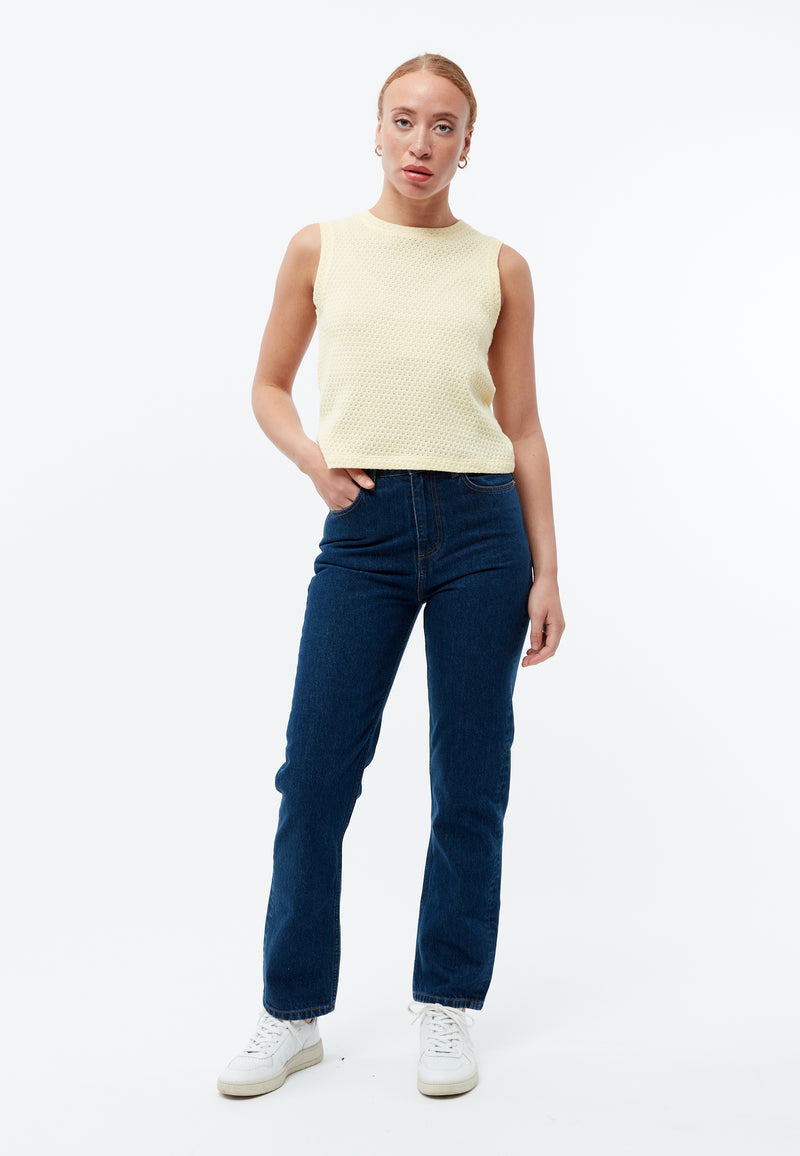 Givn Berlin Stricktop GBSHIRLEY cropped aus Bio-Baumwolle im Jacquard Muster Top Creamy Yellow (Jacquard)
