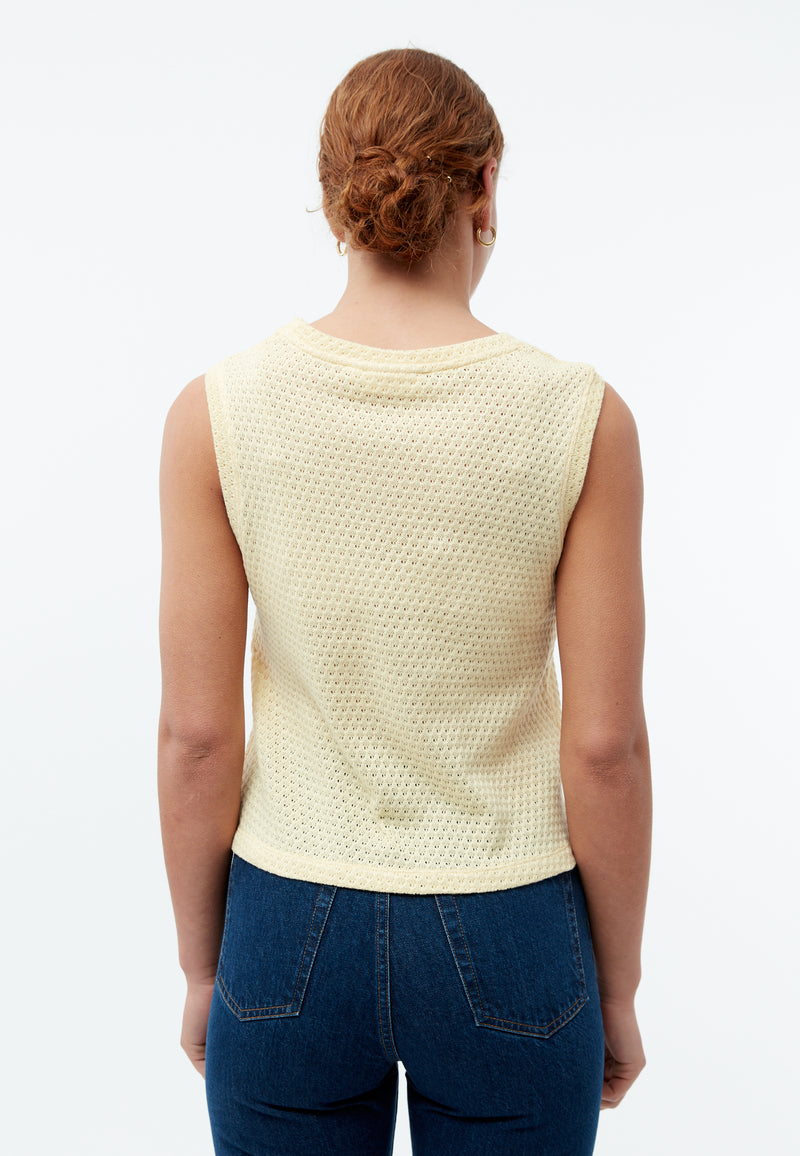 Givn Berlin Stricktop GBSHIRLEY cropped aus Bio-Baumwolle im Jacquard Muster Top Creamy Yellow (Jacquard)