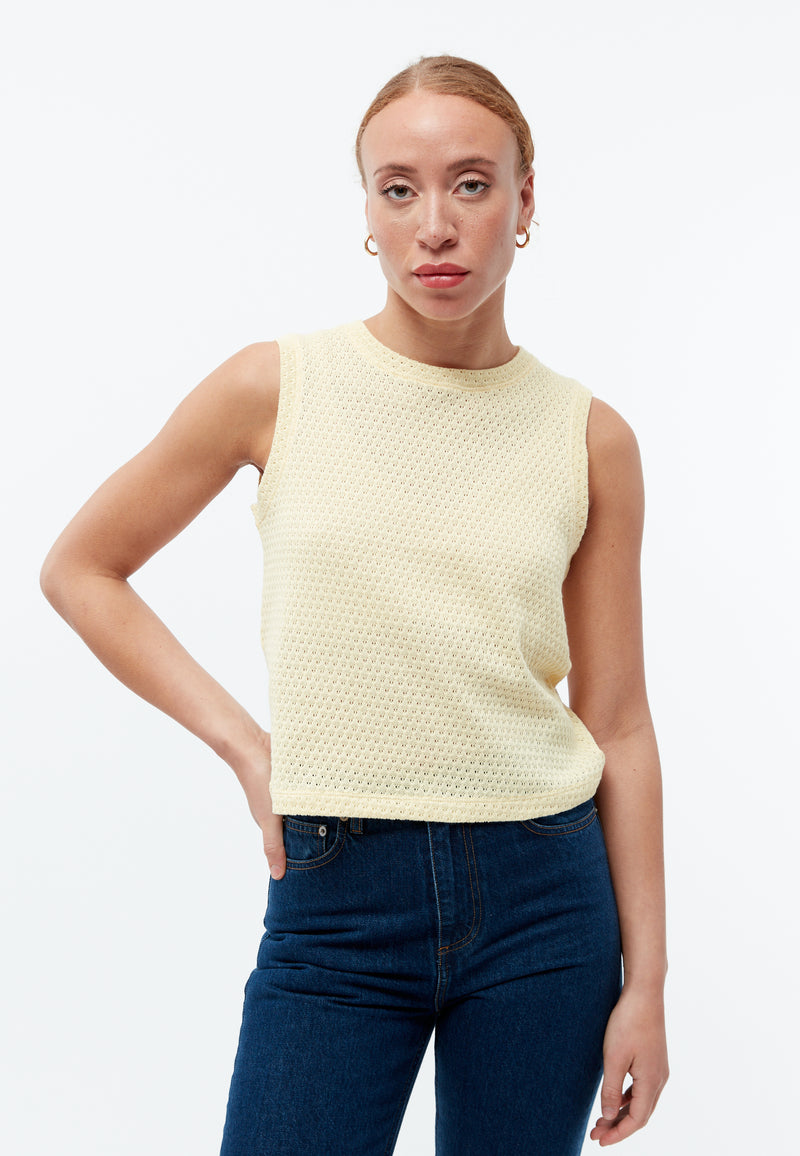Givn Berlin Stricktop GBSHIRLEY cropped aus Bio-Baumwolle im Jacquard Muster Top Creamy Yellow (Jacquard)