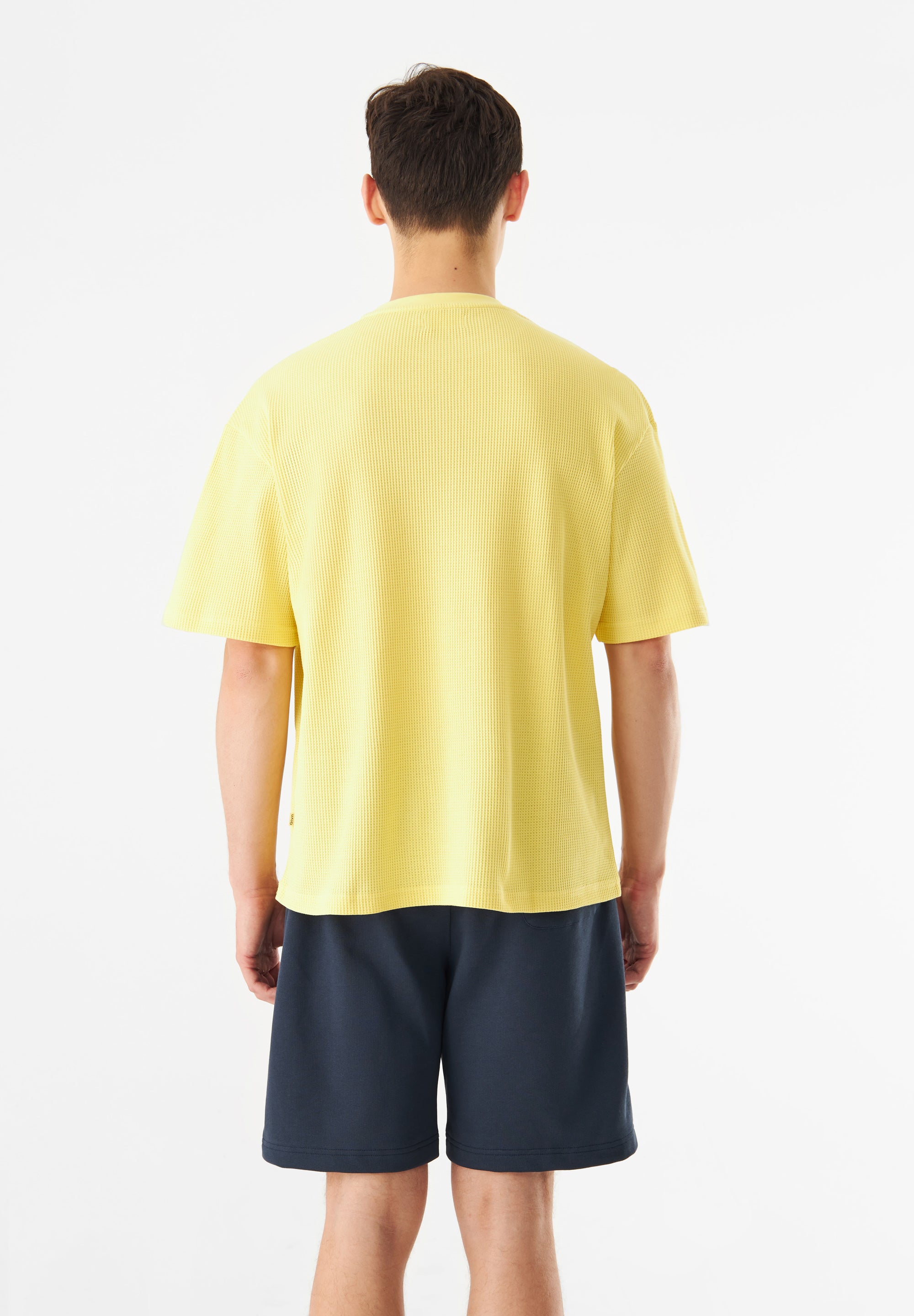 Givn Berlin Strukturiertes T-Shirt GBCLIFF relaxed Fit aus Bio-Baumwolle T-Shirt Lemon (Waffle)