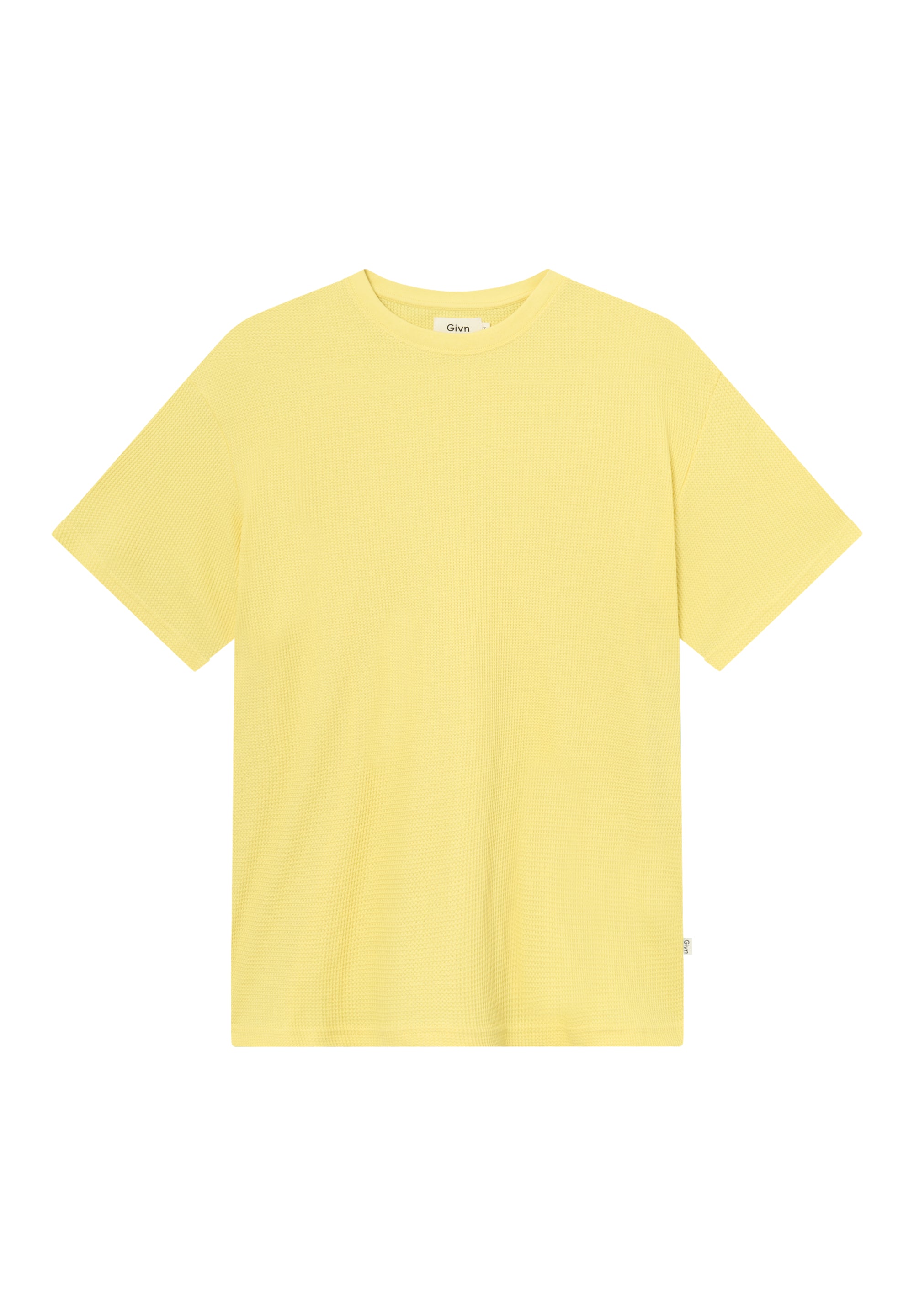 Givn Berlin Strukturiertes T-Shirt GBCLIFF relaxed Fit aus Bio-Baumwolle T-Shirt Lemon (Waffle)