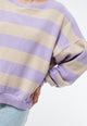 Givn Berlin Sweater GBADA loose Fit aus recycelter Baumwolle Sweater Light Beige / Light Amethyst (Stripes)