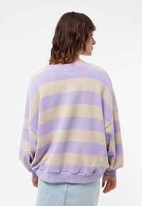 Givn Berlin Sweater GBADA loose Fit aus recycelter Baumwolle Sweater Light Beige / Light Amethyst (Stripes)