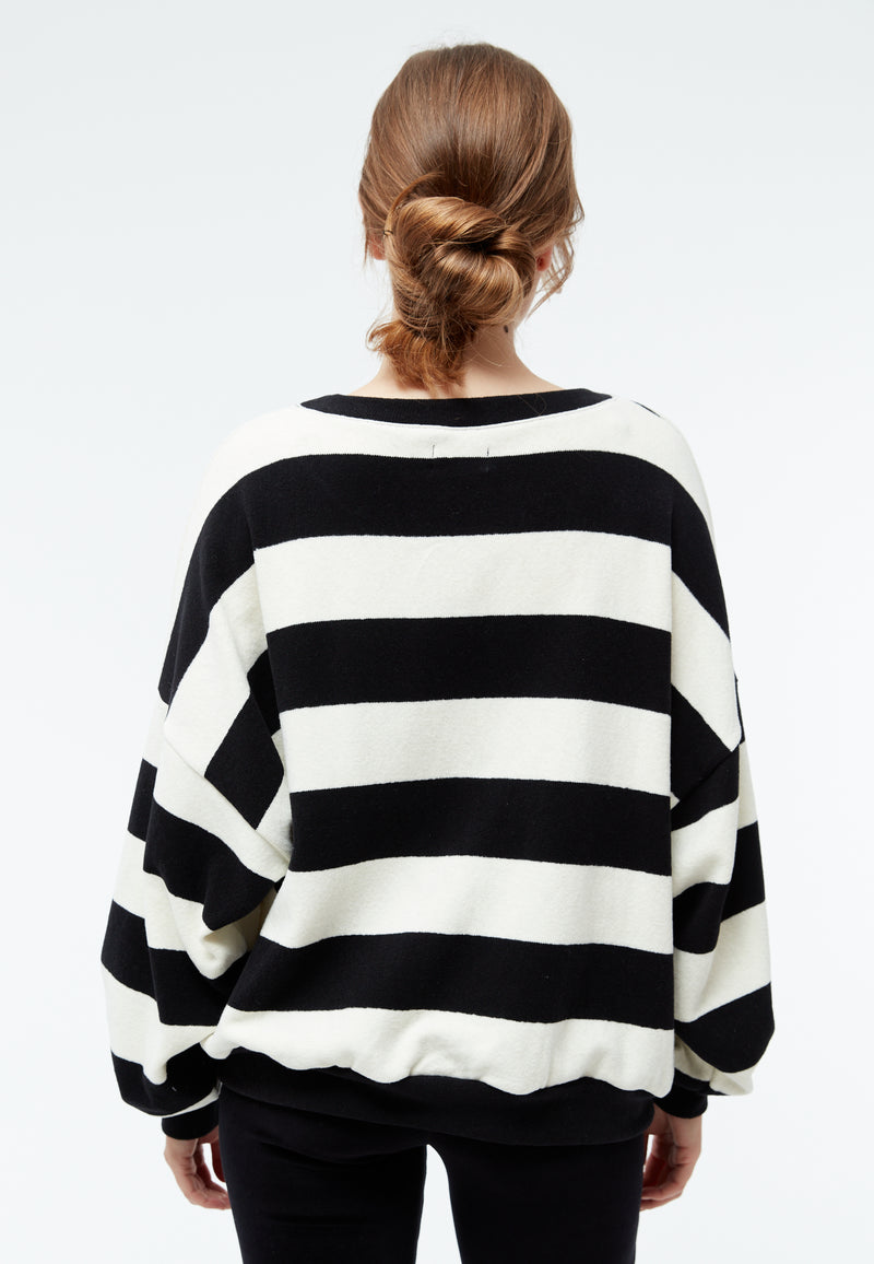 Givn Berlin Sweater GBADA loose Fit aus recycelter Baumwolle Sweater Off White / Black (Stripes)