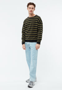 Givn Berlin Sweater GBANTHONY aus recycelter Baumwolle Sweater Dark Grey / Khaki (Stripes)