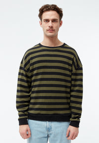 Givn Berlin Sweater GBANTHONY aus recycelter Baumwolle Sweater Dark Grey / Khaki (Stripes)