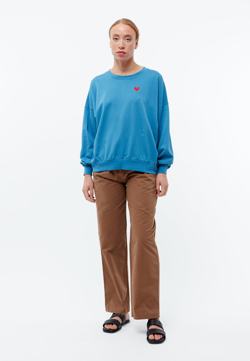 Givn Berlin Sweater GBARIANA oversize aus Bio-Baumwolle mit Stickerei Sweater Gentle Blue