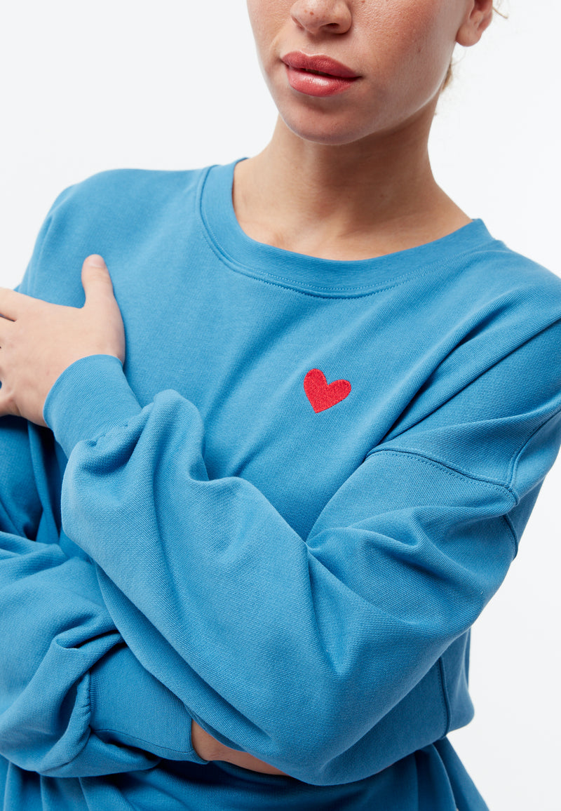 Givn Berlin Sweater GBARIANA oversize aus Bio-Baumwolle mit Stickerei Sweater Gentle Blue