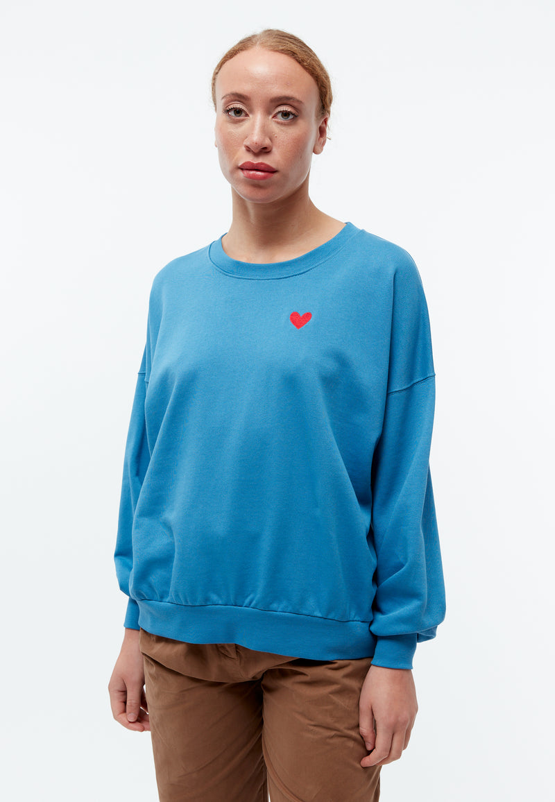 Givn Berlin Sweater GBARIANA oversize aus Bio-Baumwolle mit Stickerei Sweater Gentle Blue