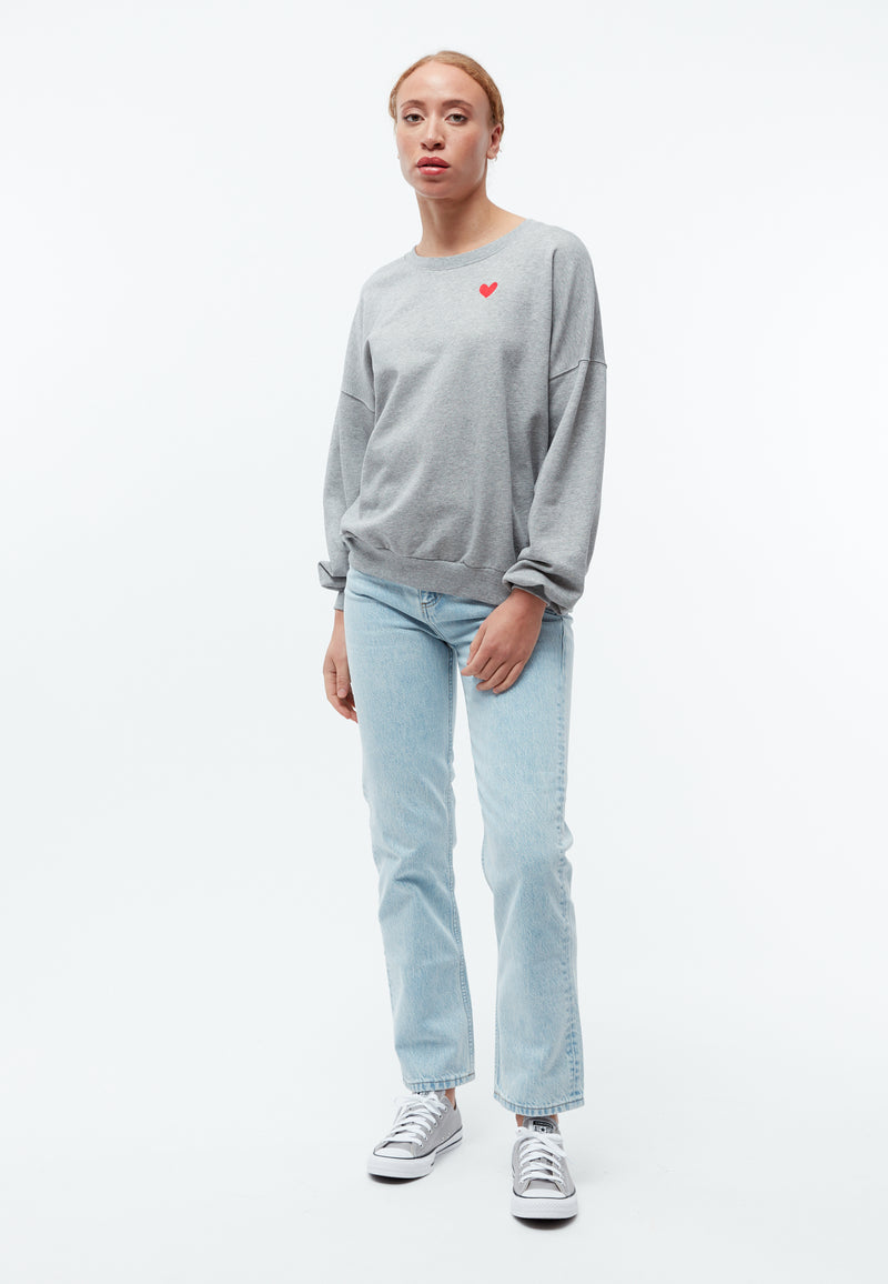 Givn Berlin Sweater GBARIANA oversize aus Bio-Baumwolle mit Stickerei Sweater Grey Melange