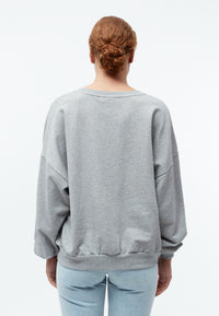 Givn Berlin Sweater GBARIANA oversize aus Bio-Baumwolle mit Stickerei Sweater Grey Melange